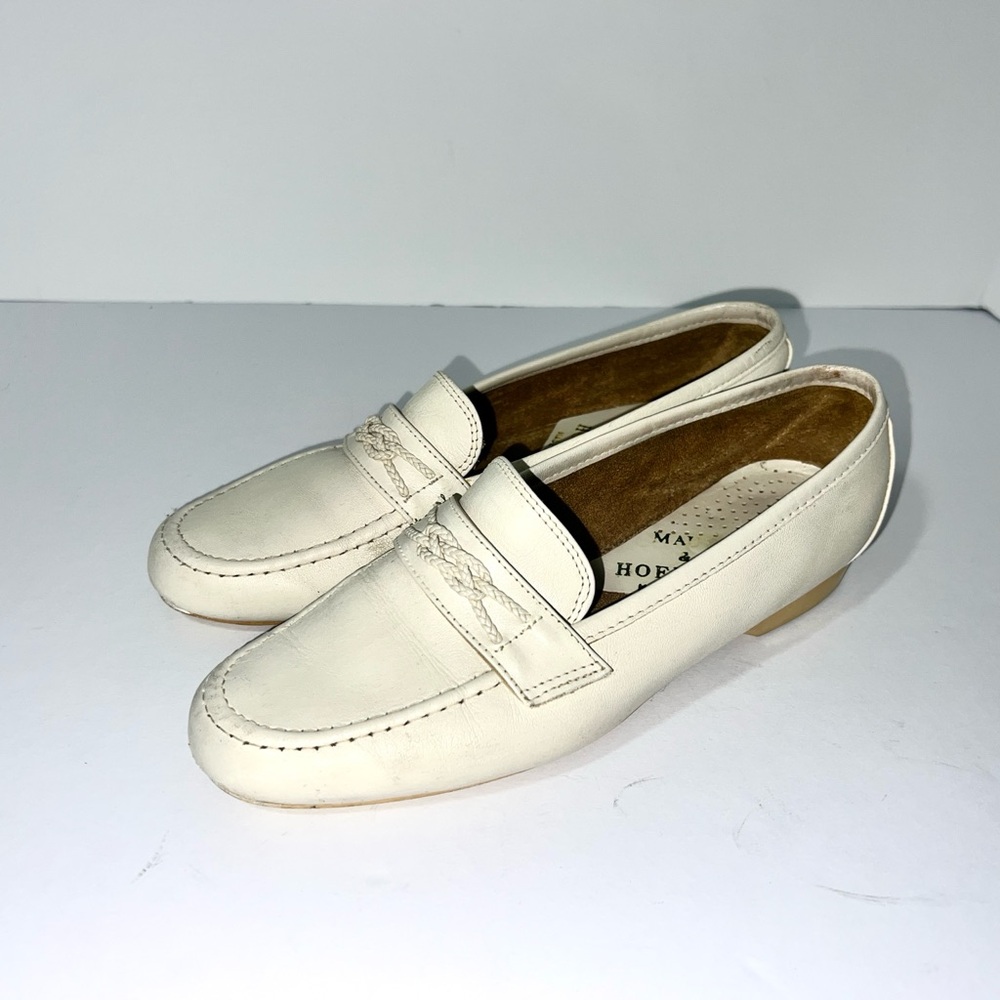 Maus & Hoffman Women 8M Leather Bit Loafers Slip On Boat Shoes Ivory